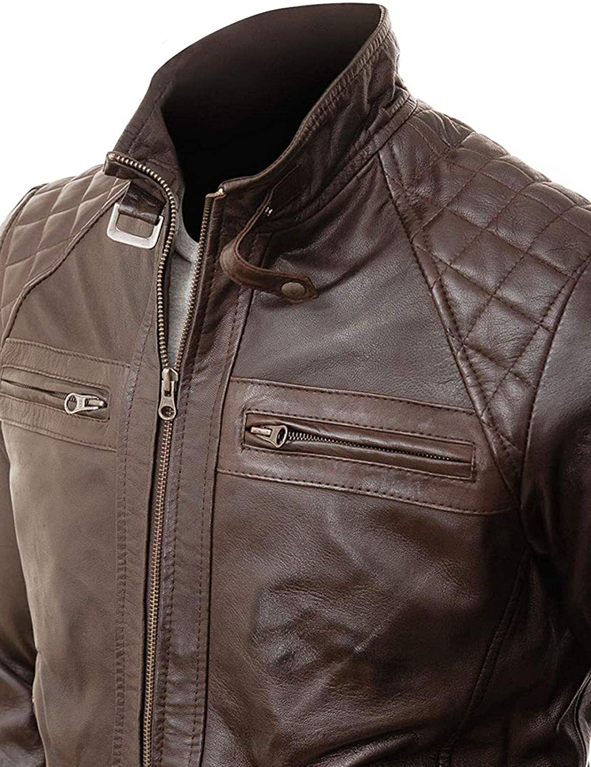 Brown Lambskin Distressed Filipo Leather Jacket