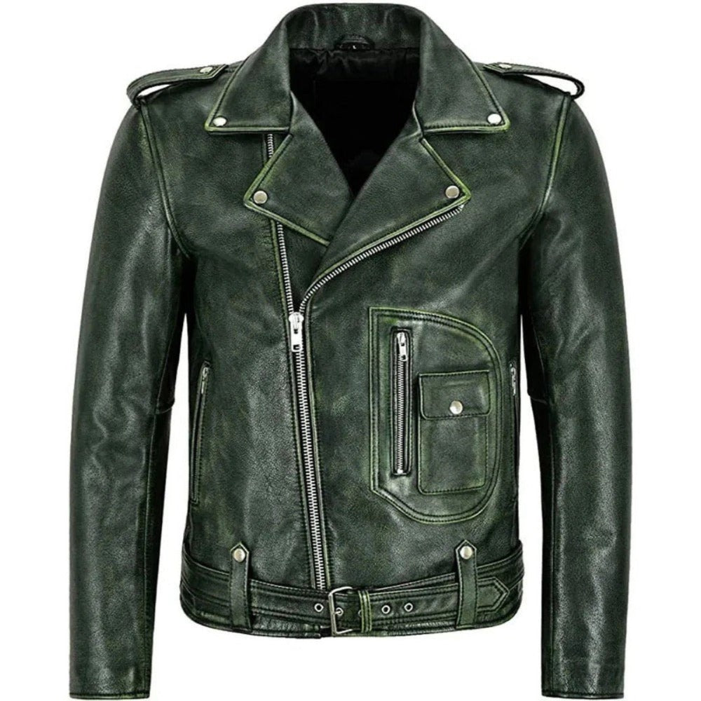 Mens Green Leather Jacket