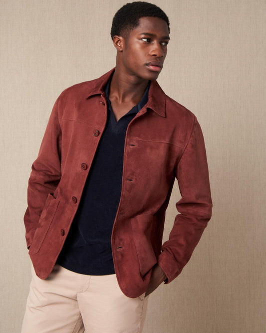 Casual Red Suede Jacket For Men