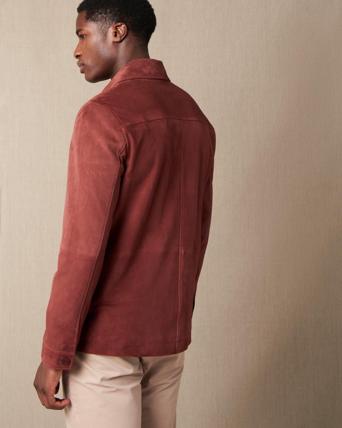 Casual Red Suede Jacket For Men