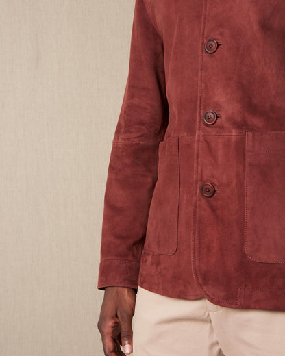 Casual Red Suede Jacket For Men