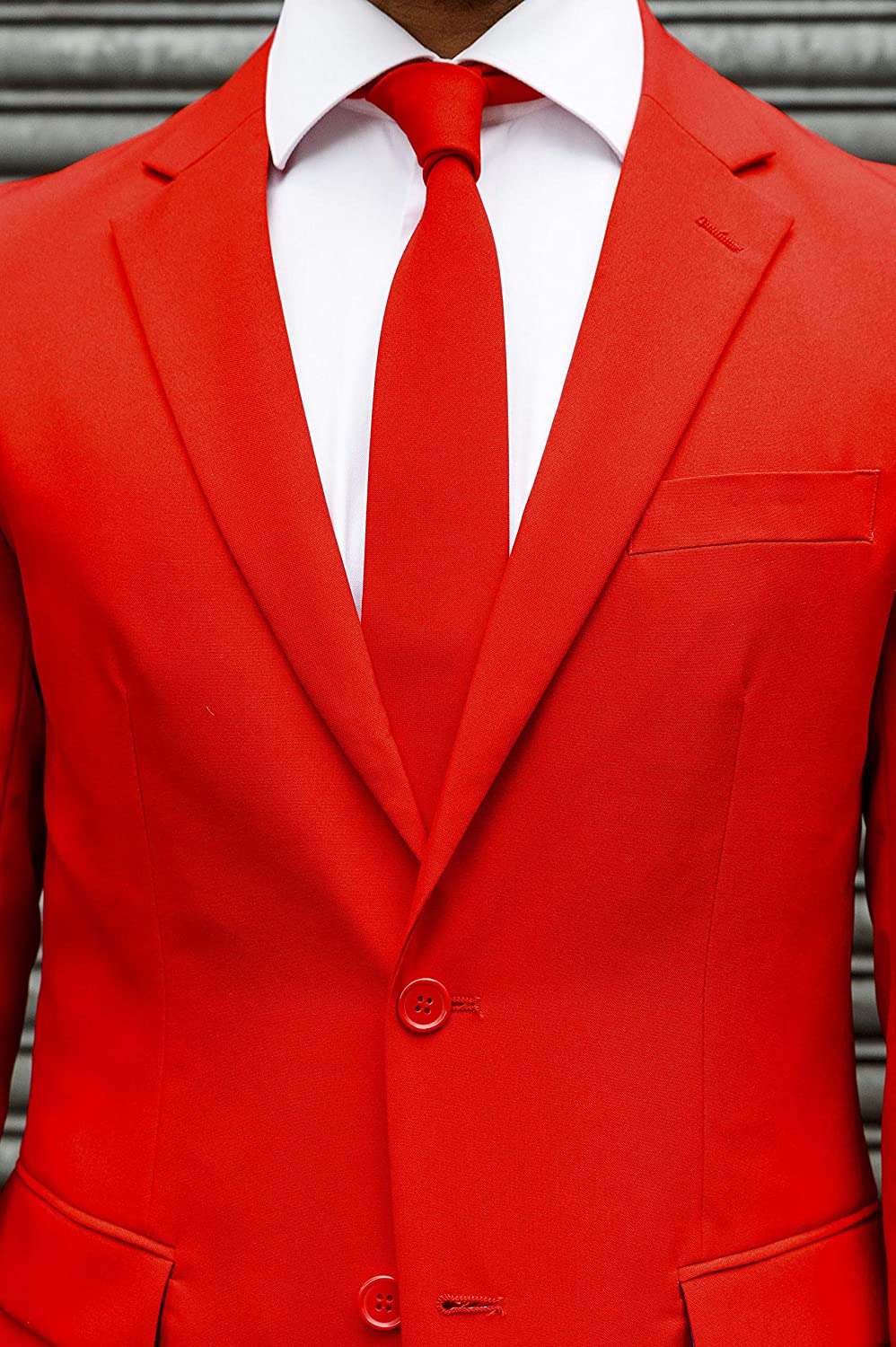 Mens Slim Fit Red Two Piece Party Suit