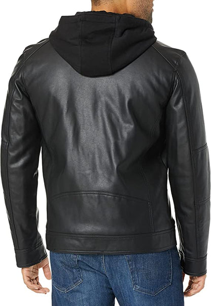 Hooded Moto Original Lambskin Leather Jacket