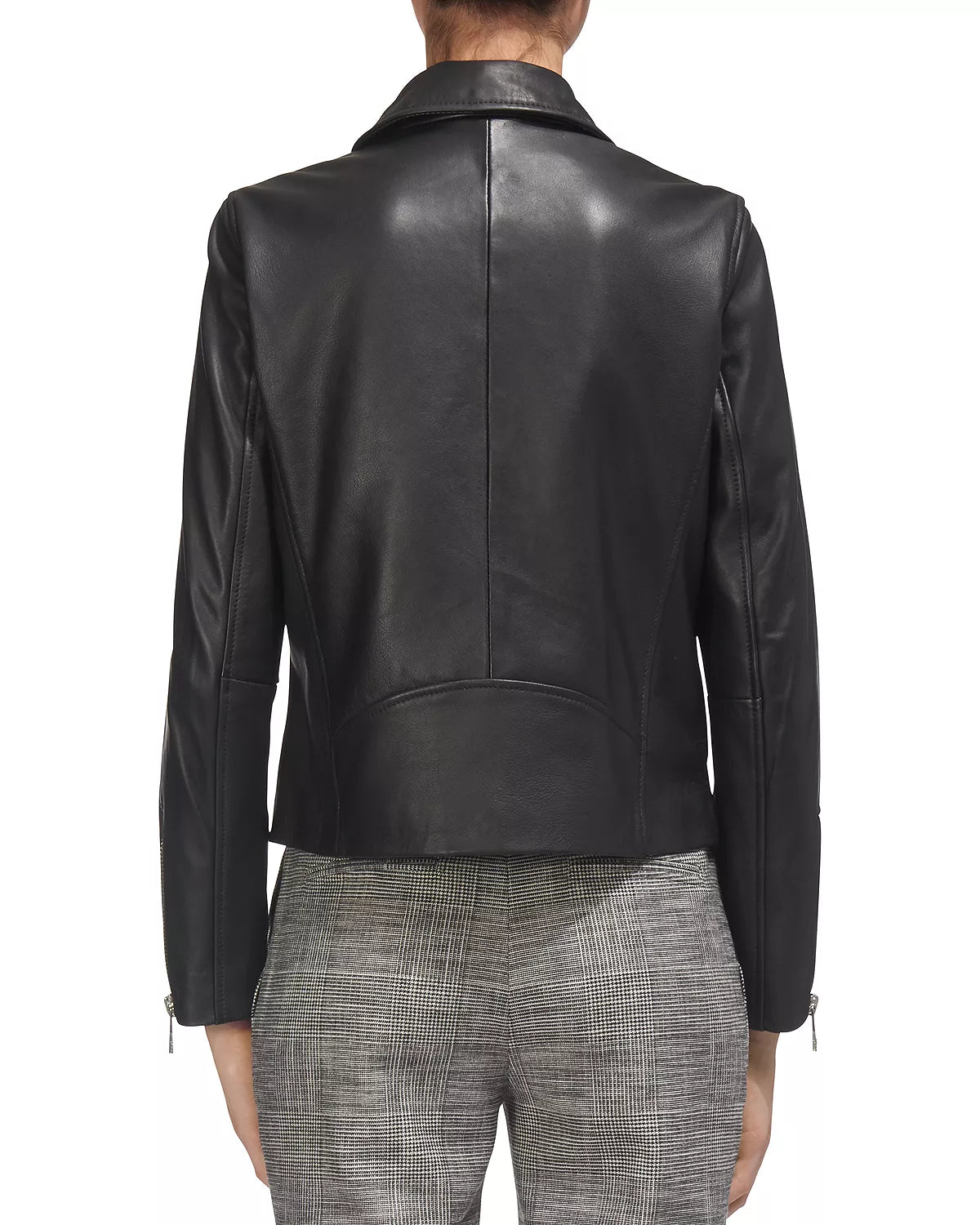 Black Womens Agnes Leather Moto Jacket