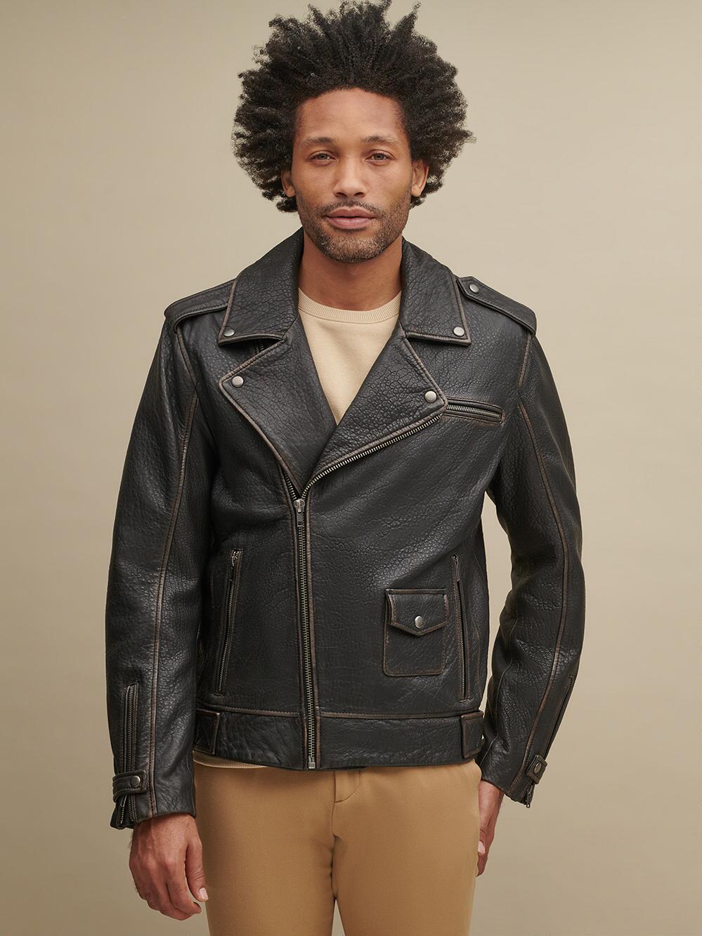 Asymmetrical Men’s Black Leather Jacket