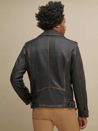 Asymmetrical Men’s Black Leather Jacket