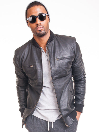 LAMBSKIN LEATHER BOMBER JACKET