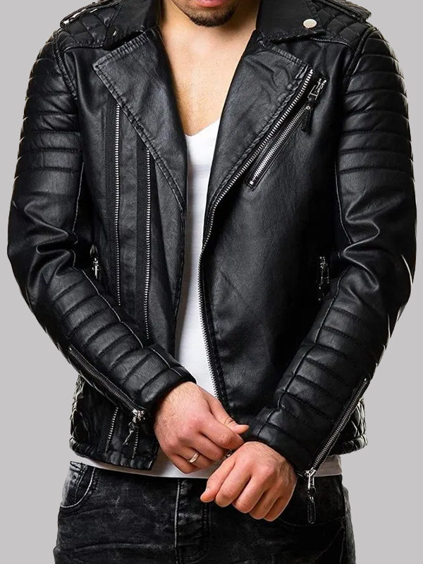 Black Cafe Racer Leather Jacket