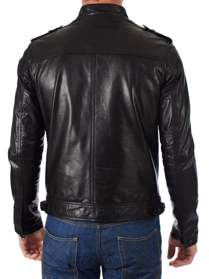 Italian handmade Men soft  leather jacket color Dark Brown