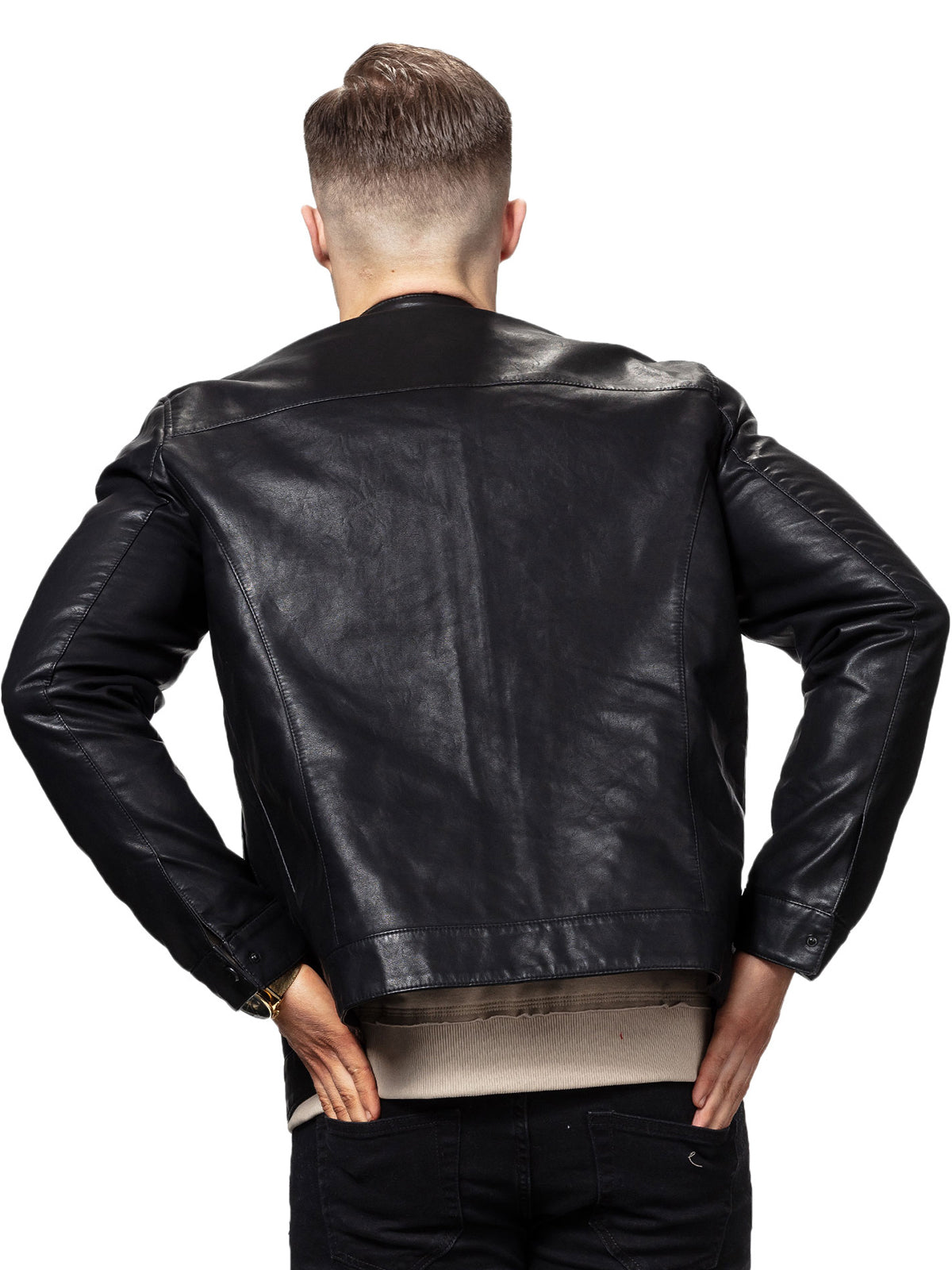 Black Men's Bike Racer Leather Jacket