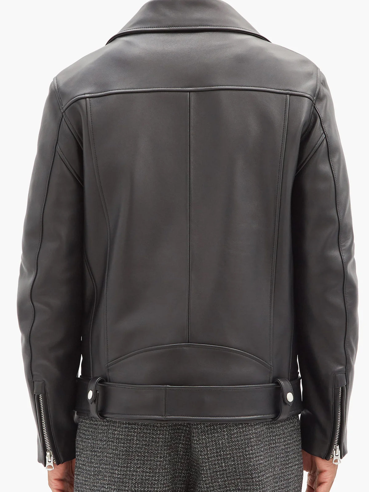 Black Mens Quilted Leather Moto Jacket