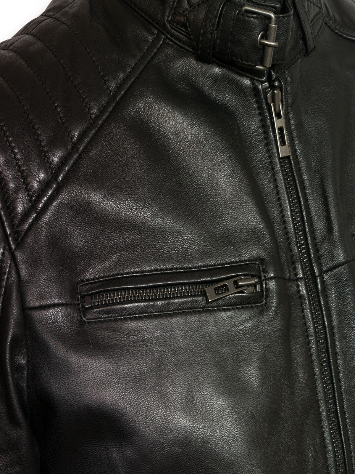 Pure Black Men Leather Jacket - Frozva