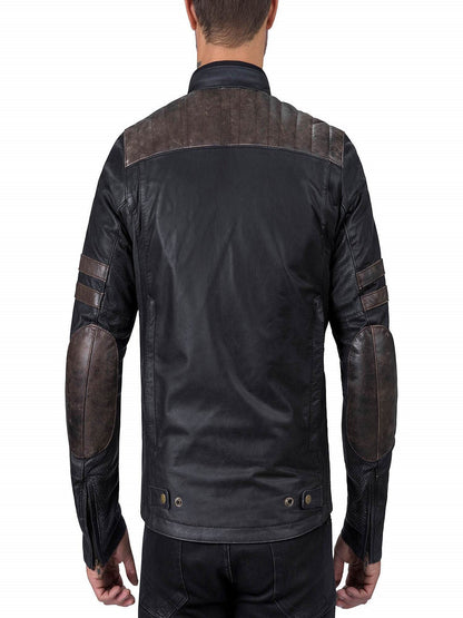 Men Black Bike Riding Leather Jacket - Frozva.com