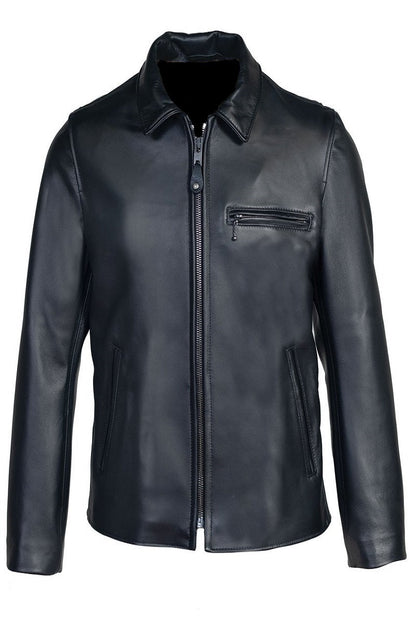 Waxy Mens Black Leather Jacket - Frozva.com