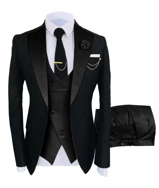 Mens Slim Fit 3 Piece Black Tuxedo