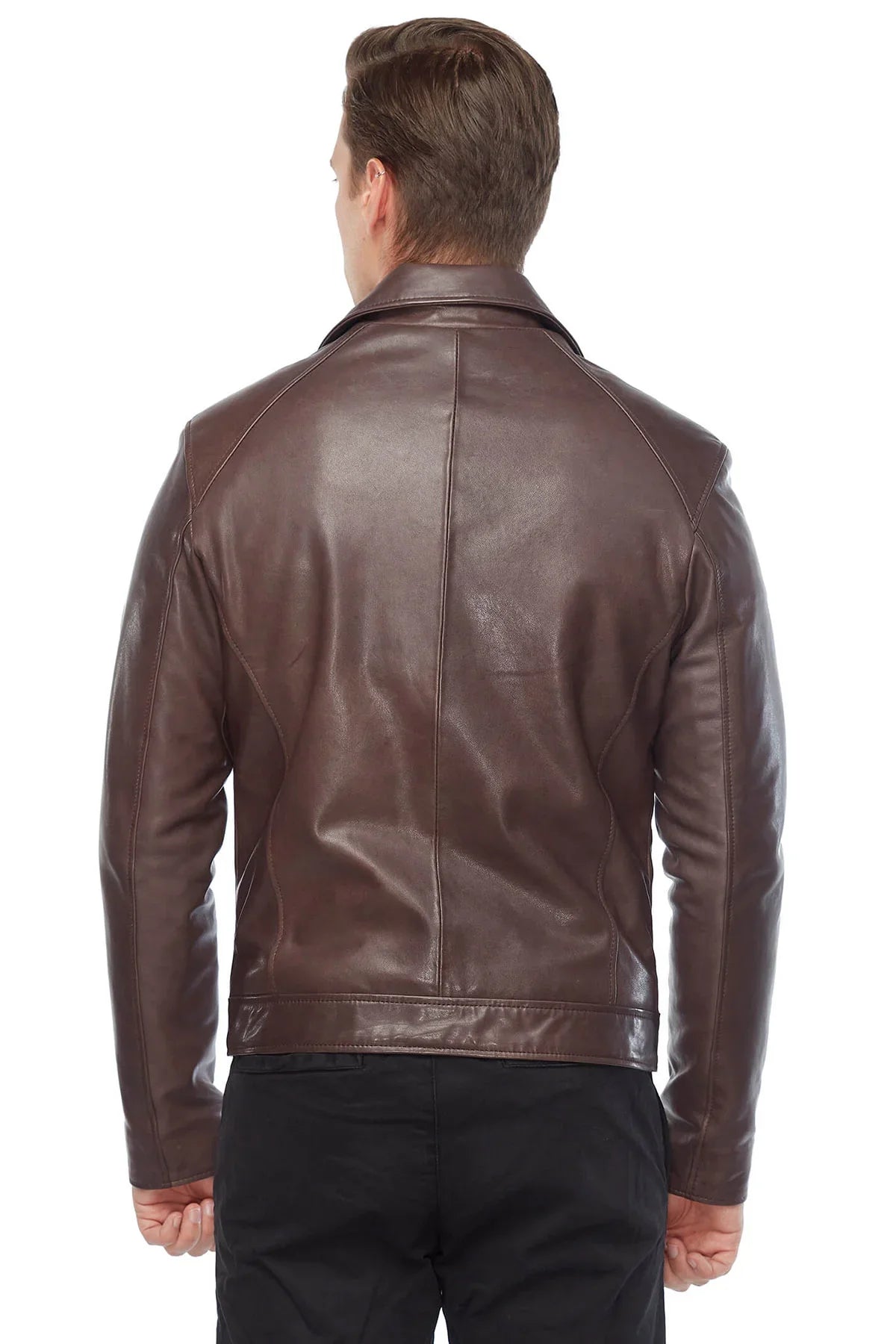 Genuine Leather Plain Brown Coat – Frozva