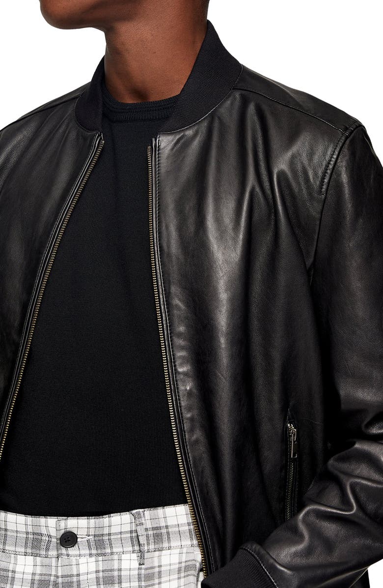 Mens Bomber Motercycle Leather Varsity Collar Jacket