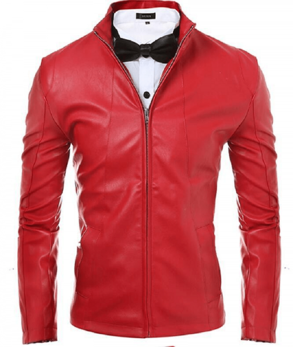 Men’s Cafe Racer Red Biker Real Leather Jacket