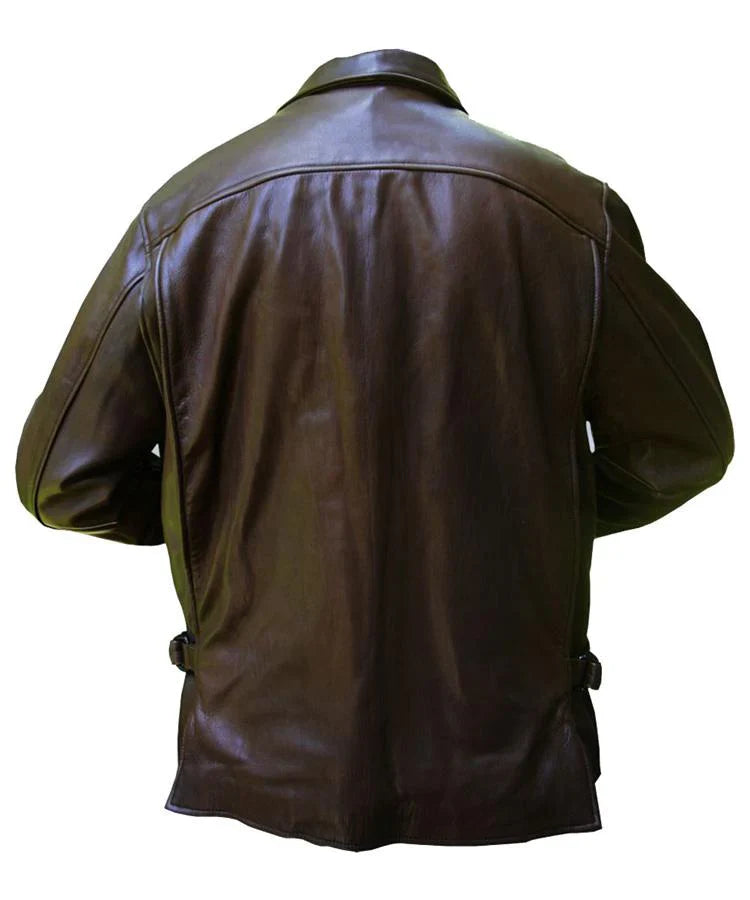 Men's Dark Brown Leather Blazer Coat