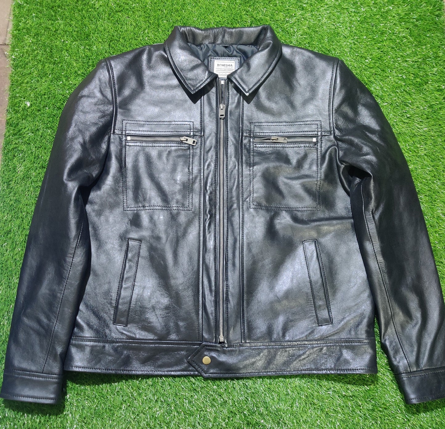 Buy Mens Biker Leather Cafe Racer Jacket