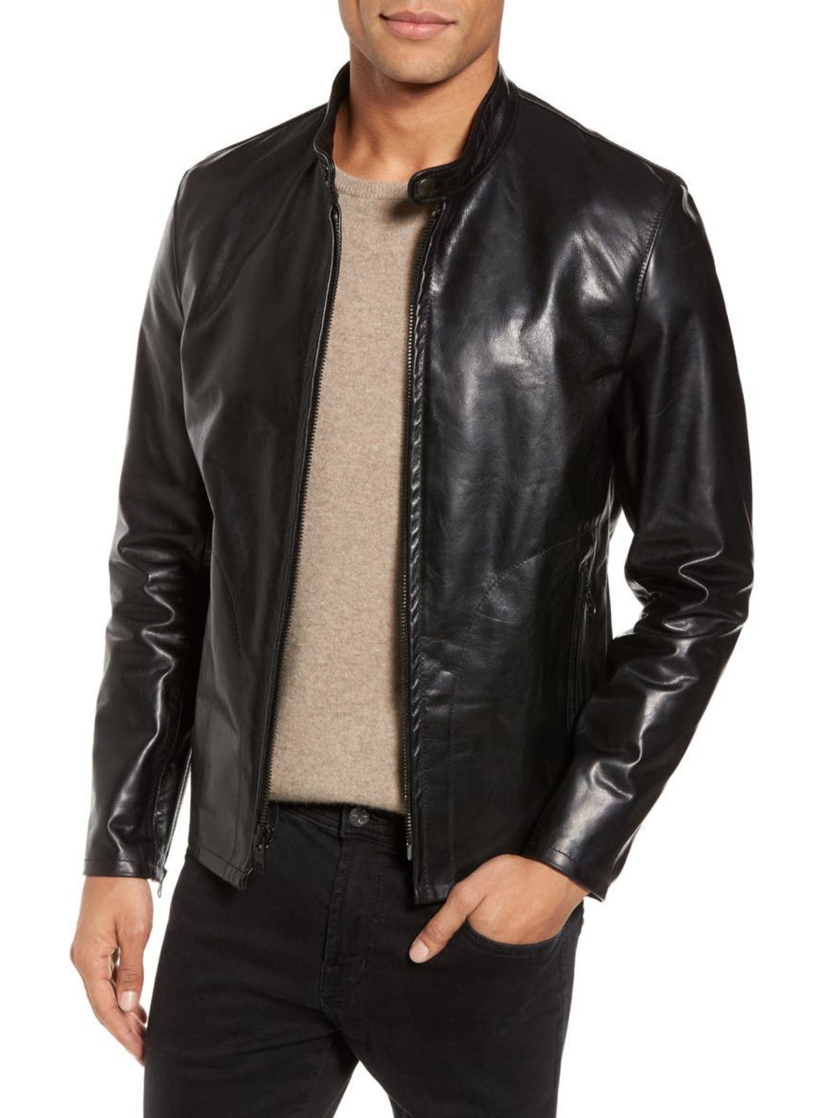 Café Racer Unlined Cowhide Leather Jacket