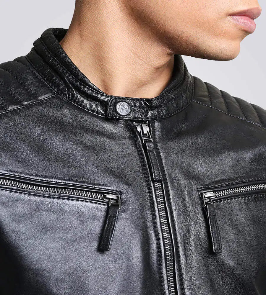 Men’s Quilted Black Leather Jacket