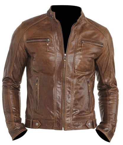 Chocolate Brown Mens Moto Jacket