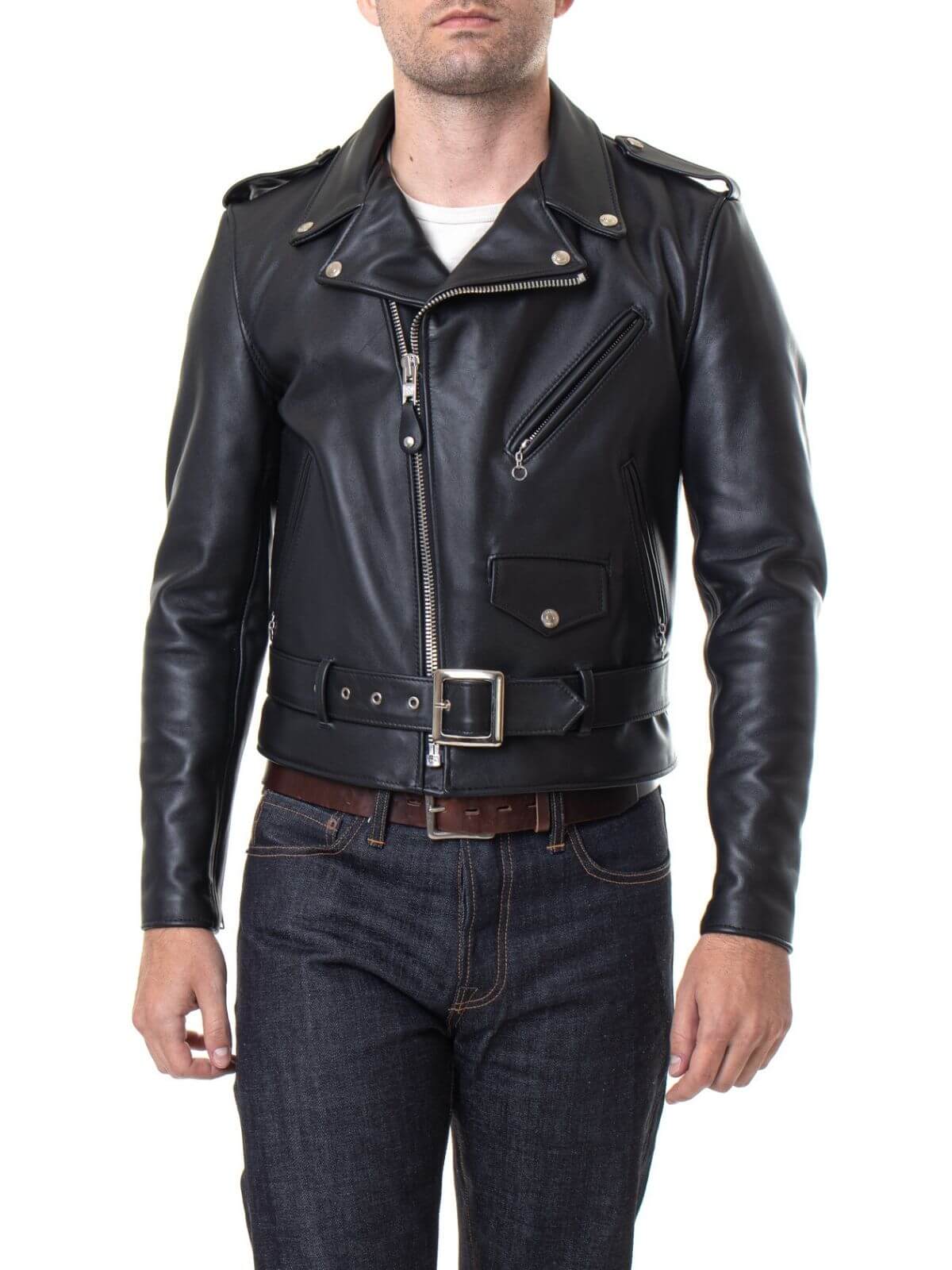 Classic Genuine Leather Asymmetrical Motorcycle Jacket