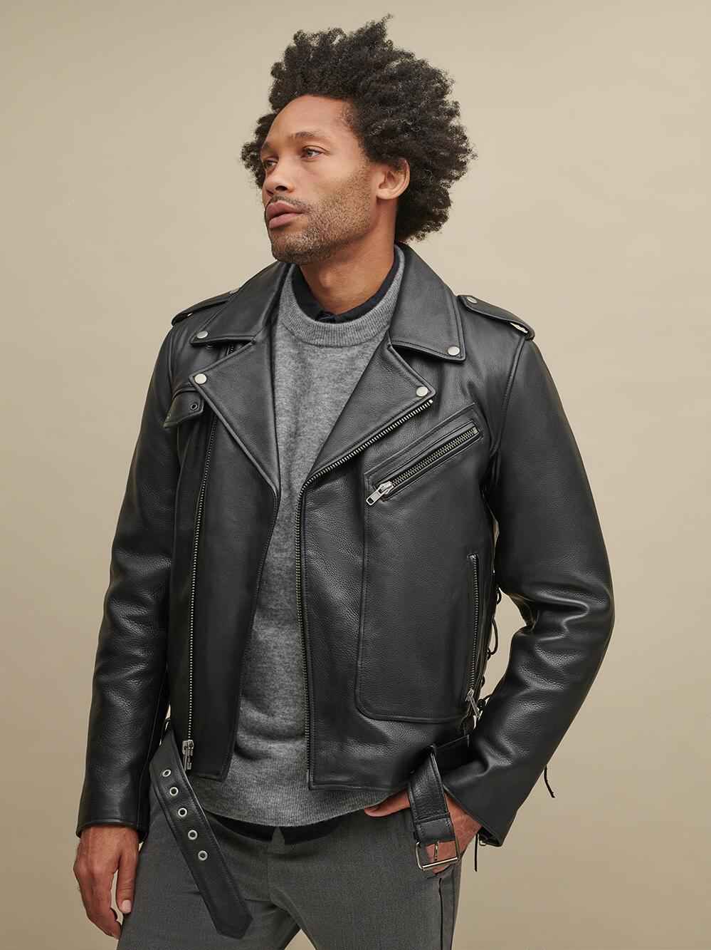 Classic Men’s Black Leather Rider Jacket