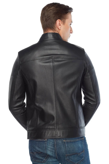 Men's Genuine Black Leather Coat - Frozva