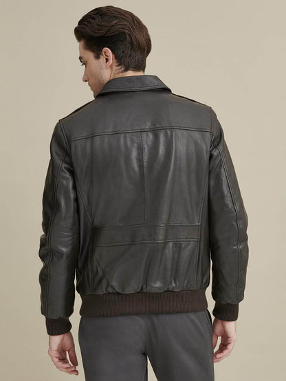 Stylish Mens black leather biker jacket