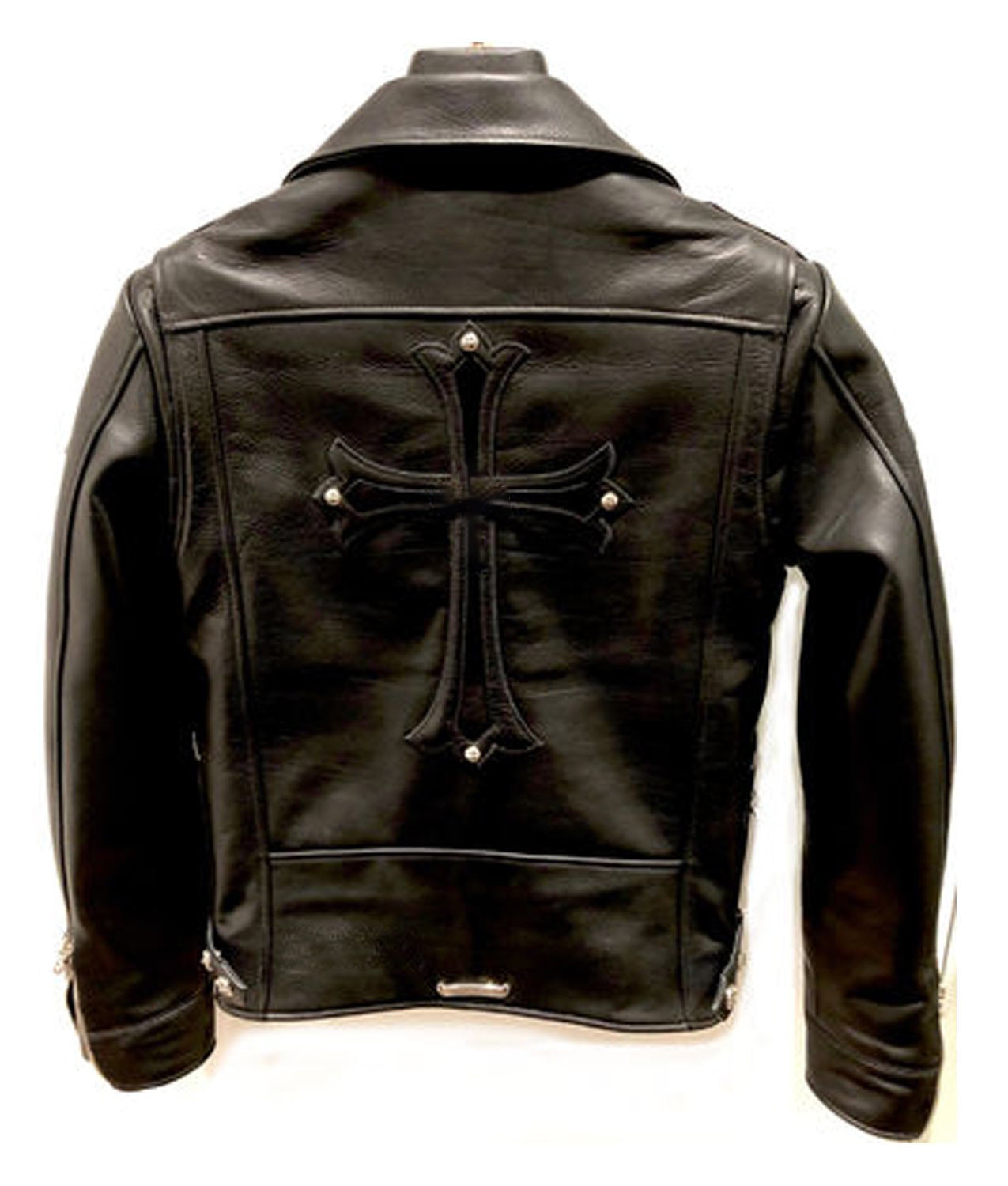 Mens Chrome Hearts Motorcycle Leather Jacket