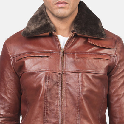 Evan Hart Fur Brown Leather Jacket