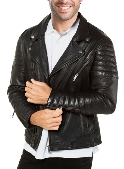 Mens Real Leather Biker Black Jacket – Frozva