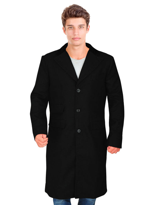 Black Wool Coat for Men