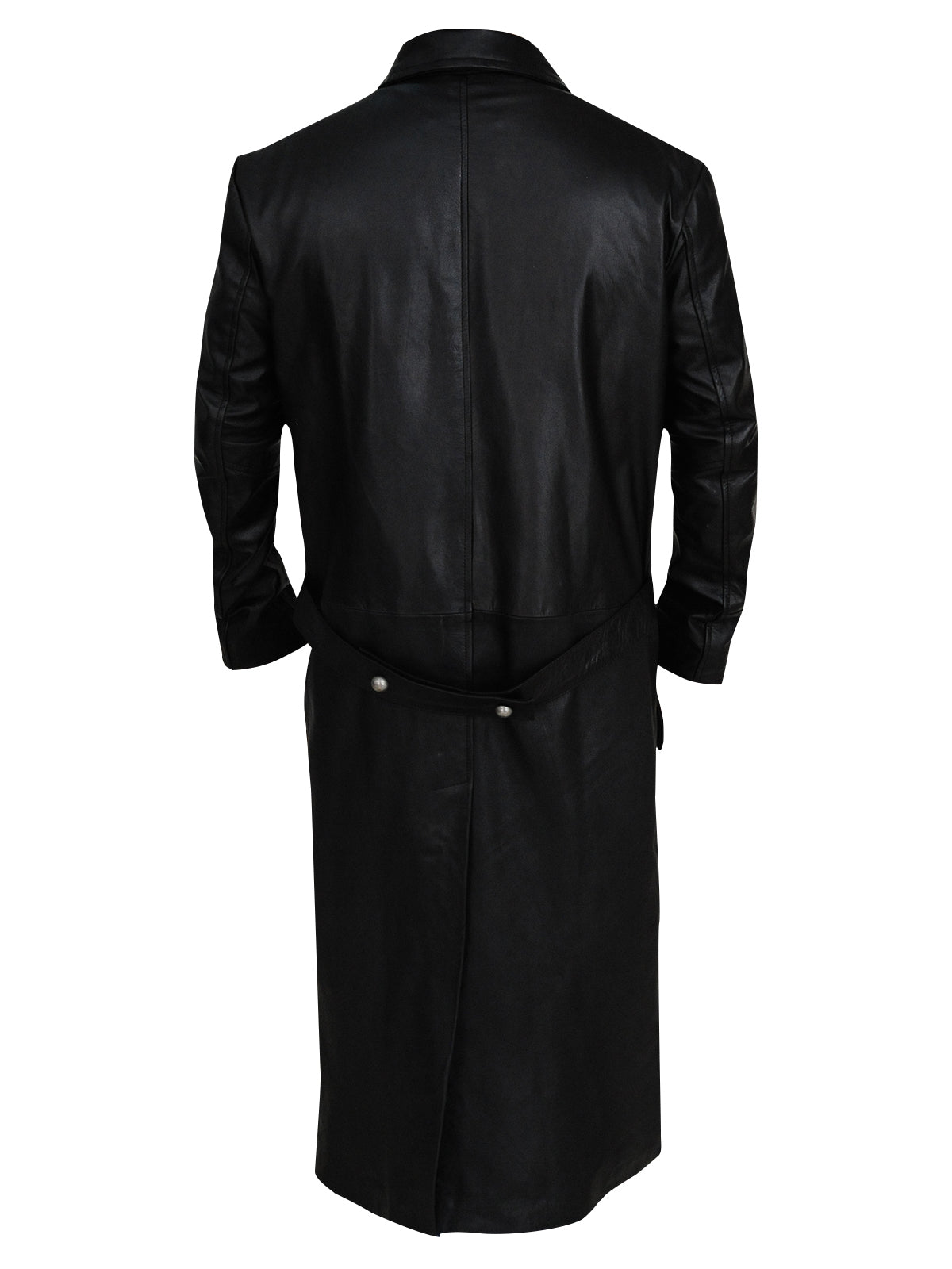 Men's Showy Double Breasted Leather Trench Coat