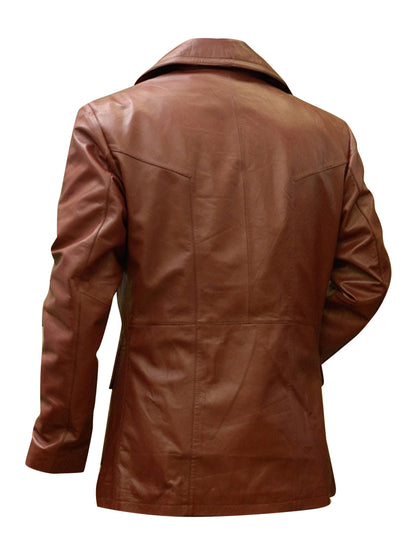 Men's Smoothy Deep Brown Leather Coat