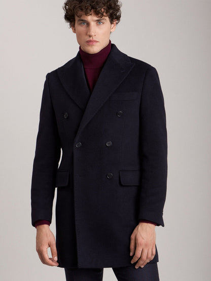 Mens Long Blue Wool Coat