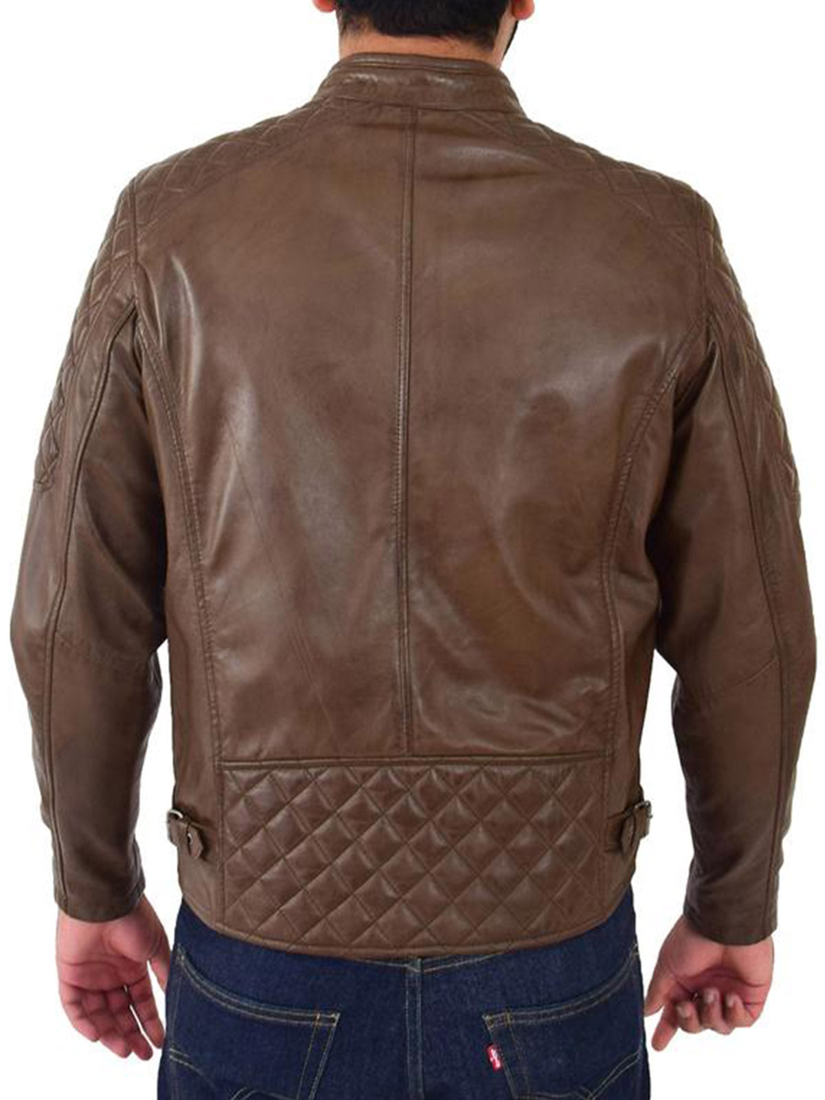 Biker Mens Leather Style brown Jacket