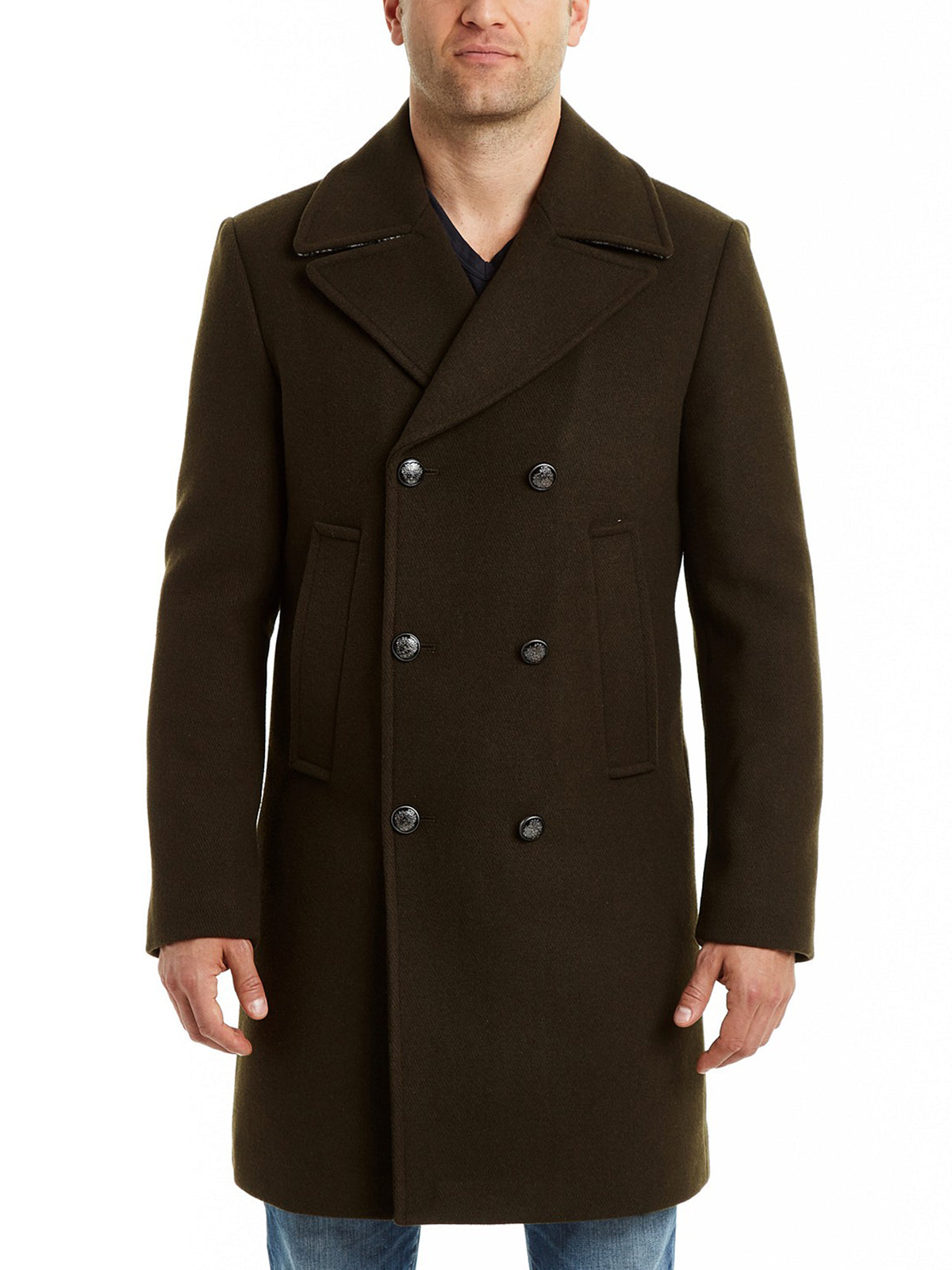 Stylish Mens Water Resistant Blend Wool Peacoat