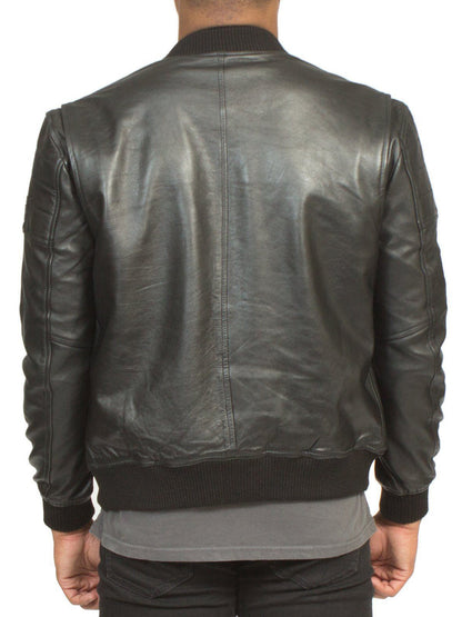 LAMBSKIN LEATHER RACER JACKET IN BLACK