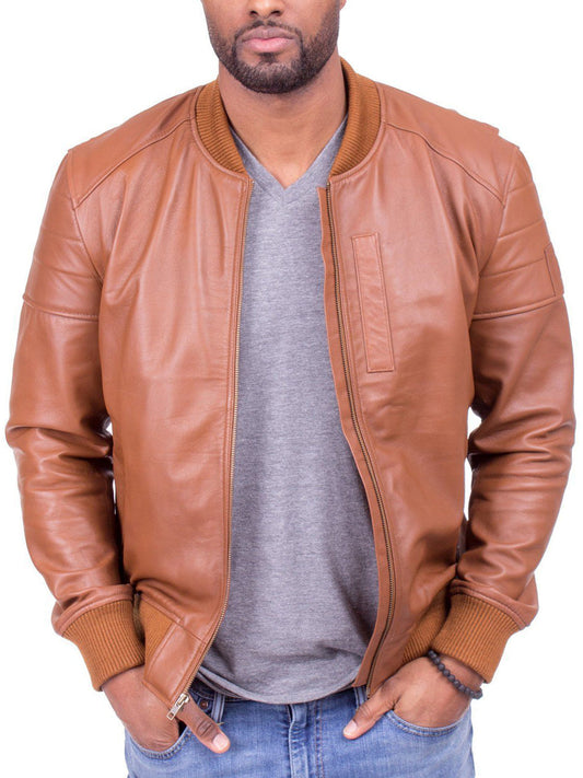 Mens Biker Bomber Genuine Leather Jacket