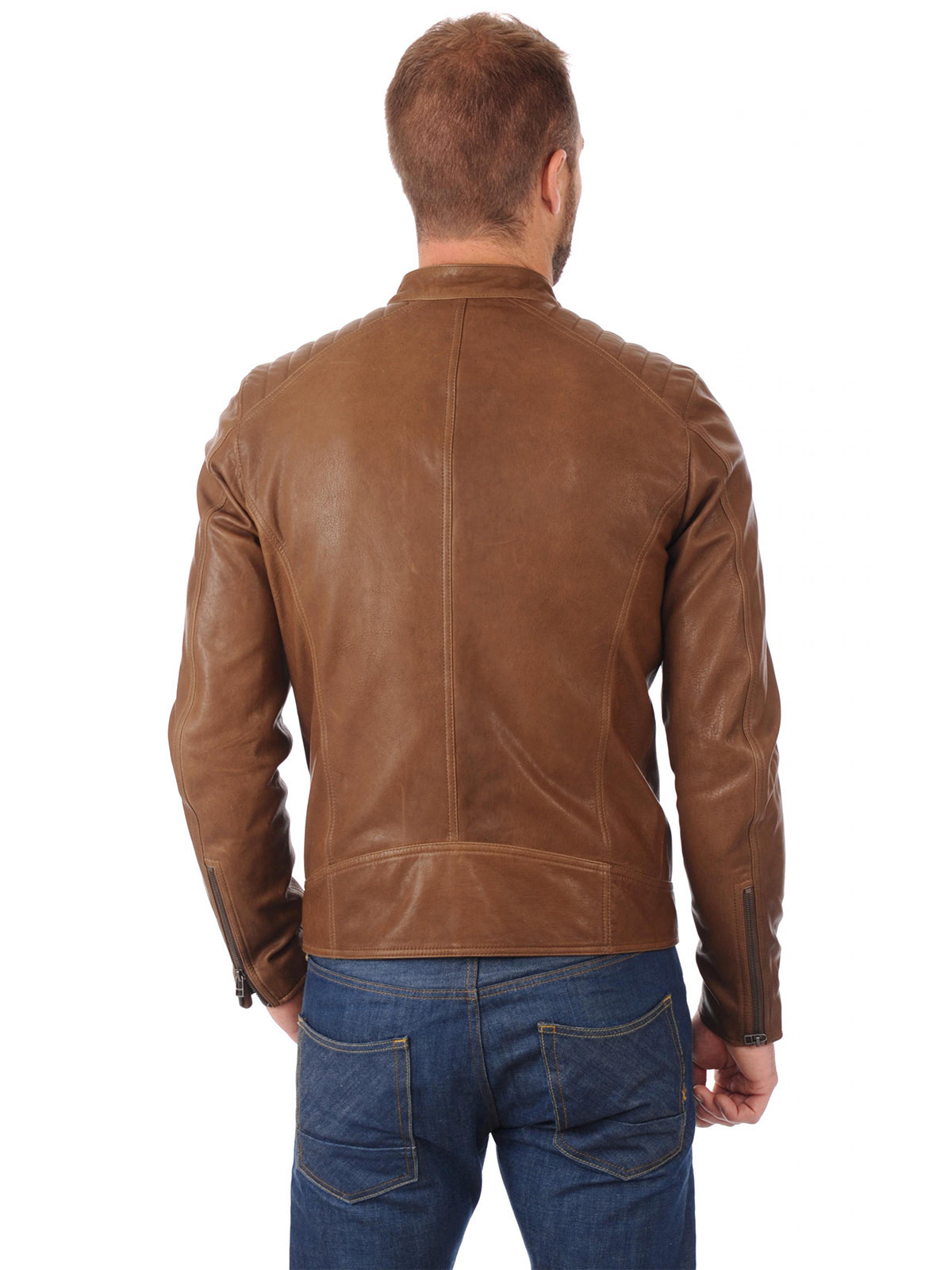 Classic Mens Brown Biker Real Leather Jacket – Frozva