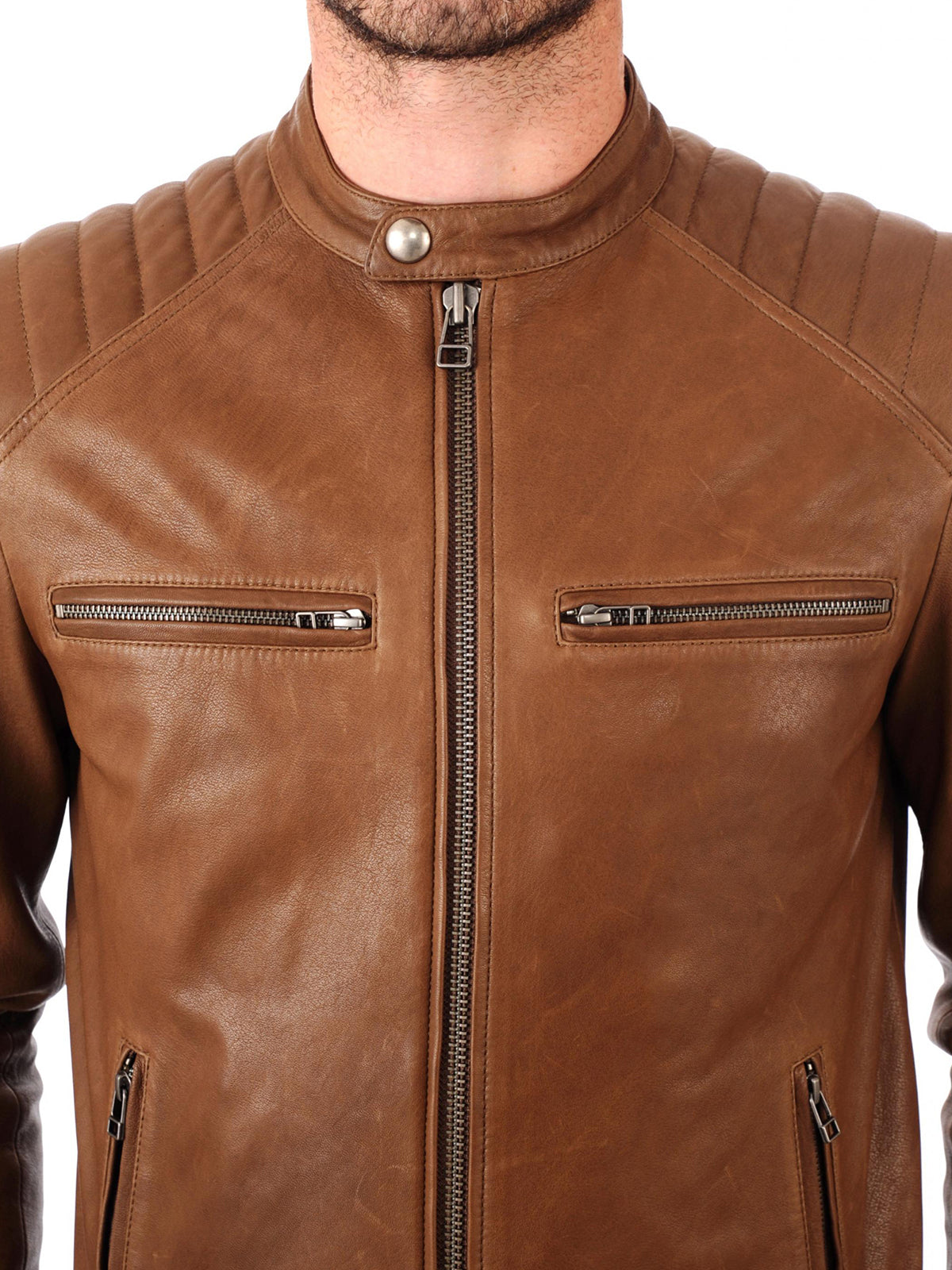 Classic Mens Brown Biker Real Leather Jacket – Frozva