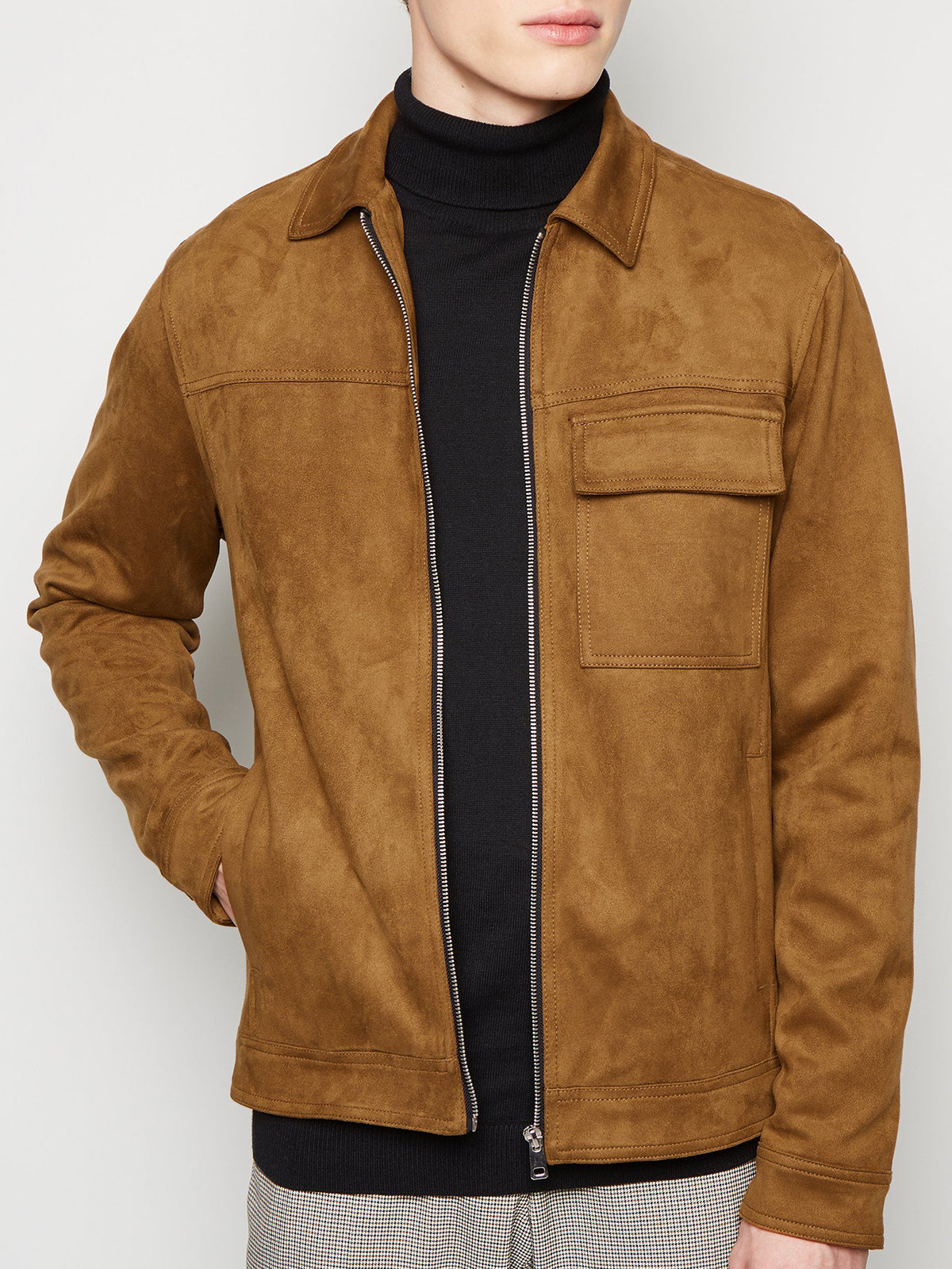 Mens Brown Suedette Jacket