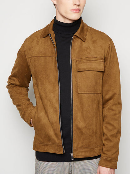 Mens Brown Suedette Jacket