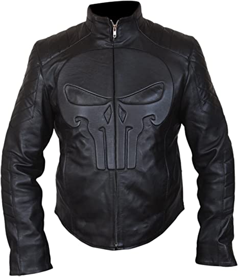 Punisher Skull Black Biker Leather Jacket