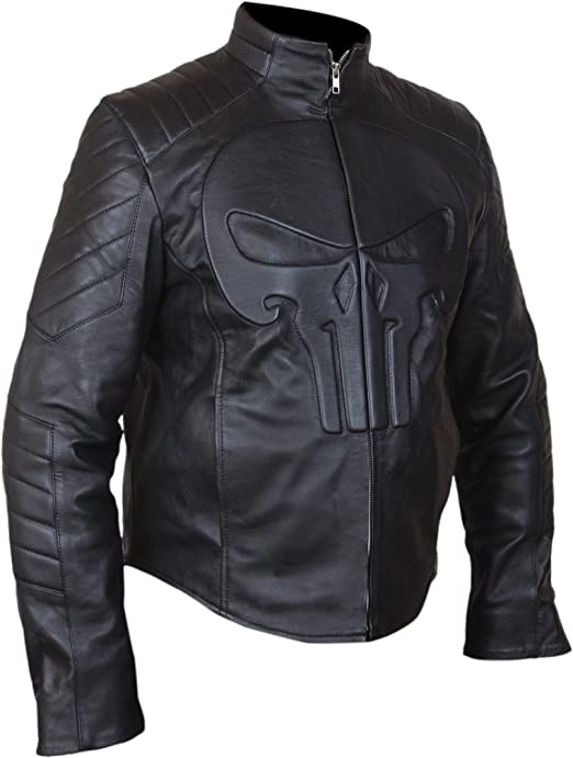 Punisher Skull Black Biker Leather Jacket