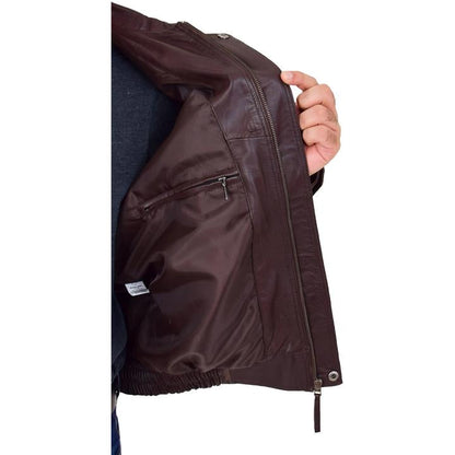 High street Dark Brown Leather Jacket For Men