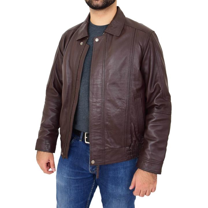 High street Dark Brown Leather Jacket For Men